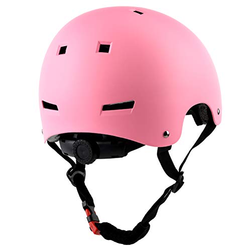 Kids Skateboard Bike Helmet For Boy Girl, Lightweight Adjustable, Multi-Sport For Roller Skate Inline Skating Scooter Rollerblade Longboard (Pink) #TOP2
