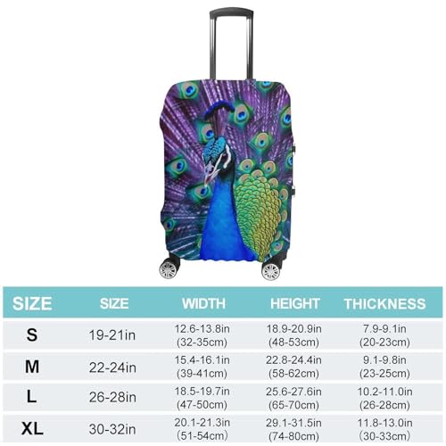 Beauty Peacock Luggage Cover, Washable Elastic Suitcase Cover Protector Fit 18-32 Inch Luggage2