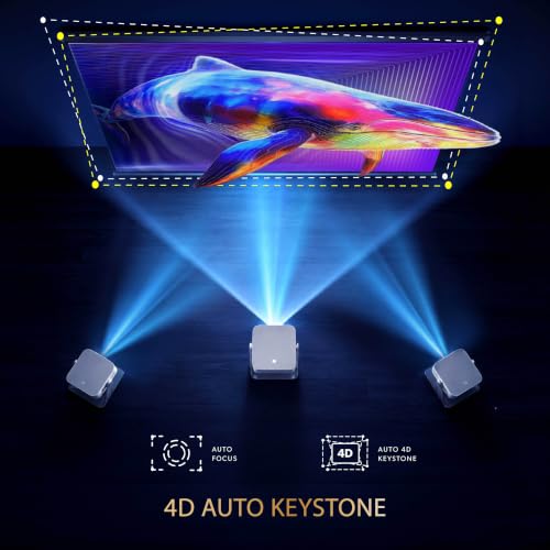 Image of Crossbeats Lumex Aura Projector 4K Ultra HD Supported, Google TV Official with Netflix,Android 14, 1080p Native, 1000 ANSI, WiFi, 300'' Smart Mini Projector for Room, Portable Home Theater Cinema