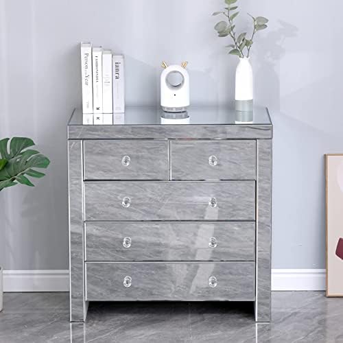 HOME MODERN Mirror Chest of Drawer 2+3 Drawers Muti-Storage Cabinet Storage Unit Sideboard Cupboard,80×40×80 cm,Living Room Bedroom Furniture