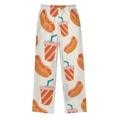 Hot Dog Soda Boys Pants Boys Athletic Pants Long Pant for Boy with Pockets Wide-Leg Size 6-14Y2