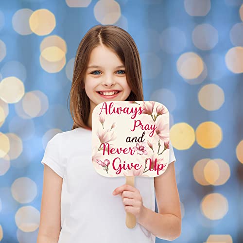 Image of Sherr 50 Pcs Christian Inspirational Gifts Bulk for Women Men Church Fans Handheld Wooden Fans Hand Funeral Memorial Service Favors Gifts