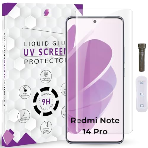 Image of Advanced HD+ UV Tempered Glass Screen Protector For Redmi Note 14 Pro /Note 14 Pro Plus (6.67 Inch, Pack of 1) Full Adhesive UV Curved Screen Guard, Case Friendly with installation kit & Guide