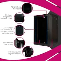 Netzwerkschrank 19 Zoll 18HE I 450 mm Tiefe I Serverschrank Schwarz – Ansicht 4