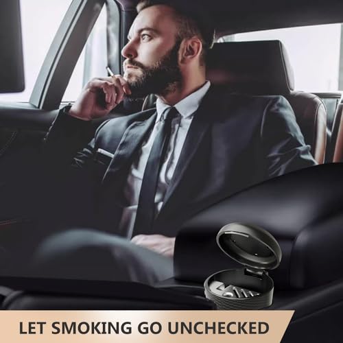 Image of Car Ashtray ,car ashtray with lid smell proof with Built-In Cigarette Recess Anti-Odor ashtray for car smell proof Fits Most Cars /Vent Cup Holders Home Office
