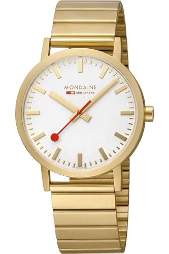 Mondaine Classic Reloj para Hombre Analógico de Cuarzo con Brazalete de Acero Inoxidable bañado en Oro A660.30360.16SBM