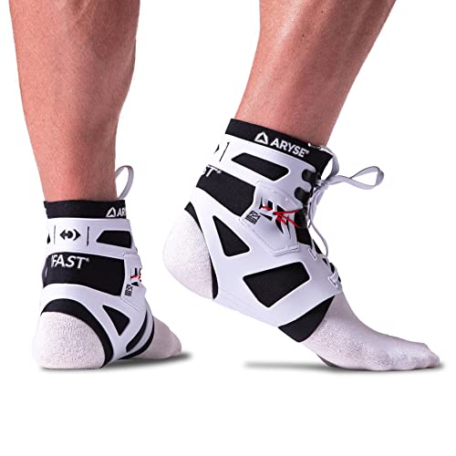 Aryse Ifast - Ankle Stabilizer Brace - Superior Ankle Support For Men And Women. Basketball, Baseball, Running, Football, Volleyball & More - (Medium, White, Pair) #TOP4