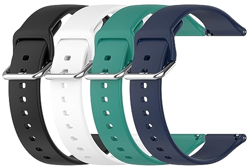 TenCloud 4 Pack Straps Compatible with iTouch Air 3 44mm (Not for Air 3 40mm) Smartwatch Bands Replacement Silicone Breathable Sport Wristbands (Black+Nave+Green+White)