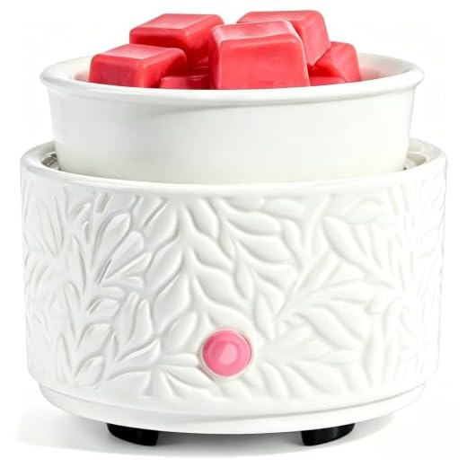 ElusiaKa Wax Melt Warmer Burner Ceramic 3-in-1 Oil Burner Electric Wax Melt Warmer Wax Warmer Burner Melter Fragrance Warmer for Home Office Bedroom Aromatherapy Gift& Décor (White Leaves)