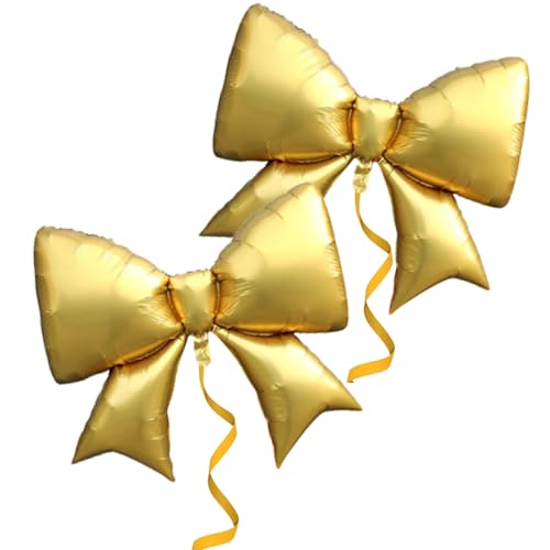 Image of 36 Inches Bow Foil Balloon Huge Bowtie Gold Balloon for Baby Shower, Wedding, Kids Theme Party Decoration (Gold 1)