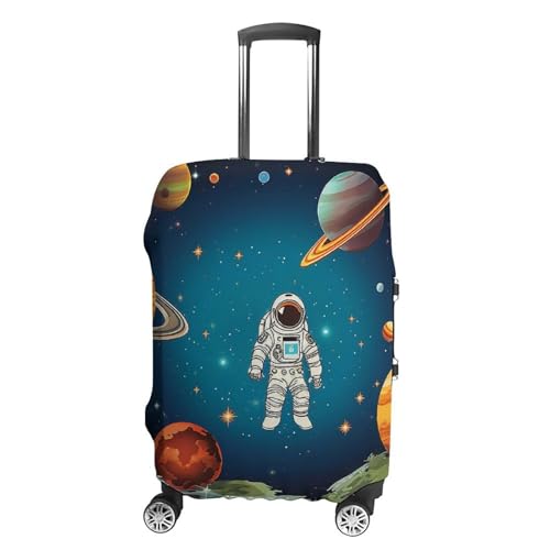 Outer Space Rocket Astronaut Luggage Cover, Washable Elastic Suitcase Cover Protector Fit 18-32 Inch Luggage