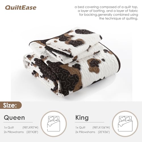 Image of Cabin Cow Quilt King Size - 100% Cotton Western Bedding Set