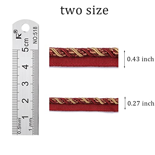 Bel Avenir 0.27 Inch 13Yards Twisted Lip Cord Trim Basic Sewing Luxury Multicolor Handmade Crafts Diy Crafts Decoration Edge Piping Embellishments (Red) #TOP2