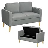 HOMCOM Sofa 2 Sitzer Couch mit 2 Armlehne, Staurau...
