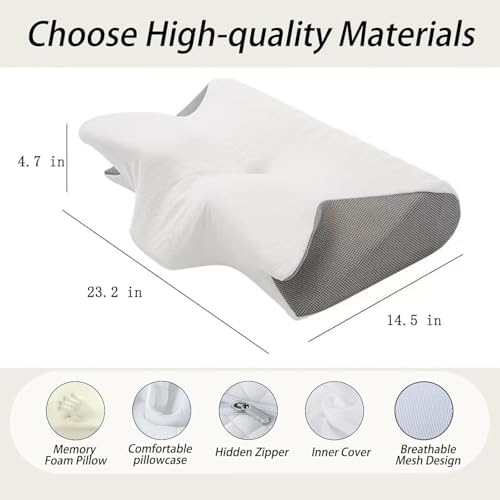 Sleep Apnea Pillow, Pillow for Sleep Apnea, Cervical Memory Foam Breathable Contour Pillow for Side Sleepers, Back Sleepers, Stomach Sleepers (Black) - 2