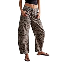 Jeans Leopardati Donna Marrone Chiaro Leopardo Femminile Jeans Comodi Gamba Larga Allentato Pantaloni In Denim Hip Hop Casual Lavoro Pantaloni Da Strada Cotone Oversize Street Wear Pants Donna