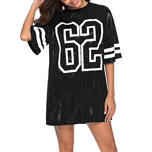 Nagfar Women Sequin Short T-Shirt Dress One Piece Set Birthday Party Short Sleeve Sports Casual Sexy Club Night Out Clubwear…