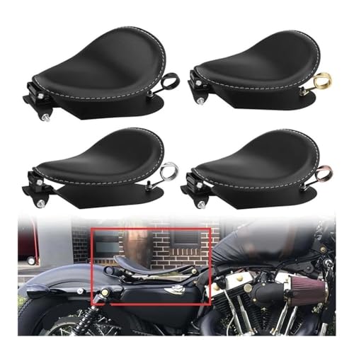 Sillín de moto individual negro universal con muelles y base para custom y bobber 2