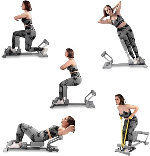 HOWHAI Squat Machine Sissy Squat Machine Home for Deep Sissy Squats Ab Workout Equipment Roman Chair Sit-ups Core Exercise Machine with Resistance Bands for Home Gym Workout Station(Grey)