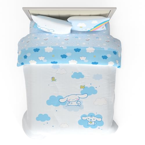 Cinnamoroll Bedding - 5 Piece Full Size Bed Set - Super Soft Microfiber Comforter and Sheet Set (Officially Licensed Product) By Franco Collectibles