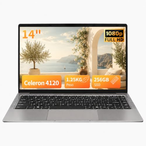 【Notebook Leggero e Ultraportatile, Autonomia fino a 8 Ore】Peso di soli 1,25 kg e spessore di appena 15 mm, facile da portare ogni giorno in borsa o zaino. Batteria di alta qualità con autonomia media di 5-8 ore: il compagno ideale per chi cerca un portatile 14 pollici leggero da usare in mobilità o in viaggio.