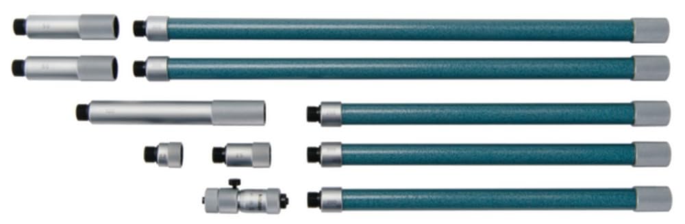 Mitutoyo 137-205, Micromètre d'intérieur 2 touches à rallonges, 50-1500 mm, 0,01 mm, Hardened Face, Métrique | 0,01 mm, mesure intérieure, rallonges, coffret