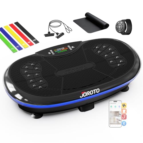JOROTO 4D Vibration Plate Exercise Machine, Women Vibration Plate for Lymphatic Drainage Weight Loss, App Control, Magnetic Stone, 120 Speed Level, Fitness Equipment for Home Gym with Bands, Yoga Mat