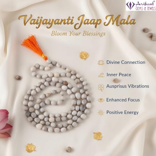 Image of Arihant Gems & Jewels Original Vaijayanti Jaap Mala 108+1 Beads | Natural Vaijanti Mala for Mantra Chanting, Meditation & Pooja | Spiritual Japa Mala Necklace for Men & Women | Krishna Bhakti Prayer Mala.