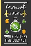 Travel Because Money Returns Time Does Not: Funny Novelty Travelling Lined Notebook / Journal (6 x 9)