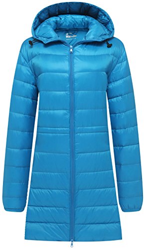wantdo Women's Quilted Puffer Coat Hooded Long Jacket Lightweight Winter Coats