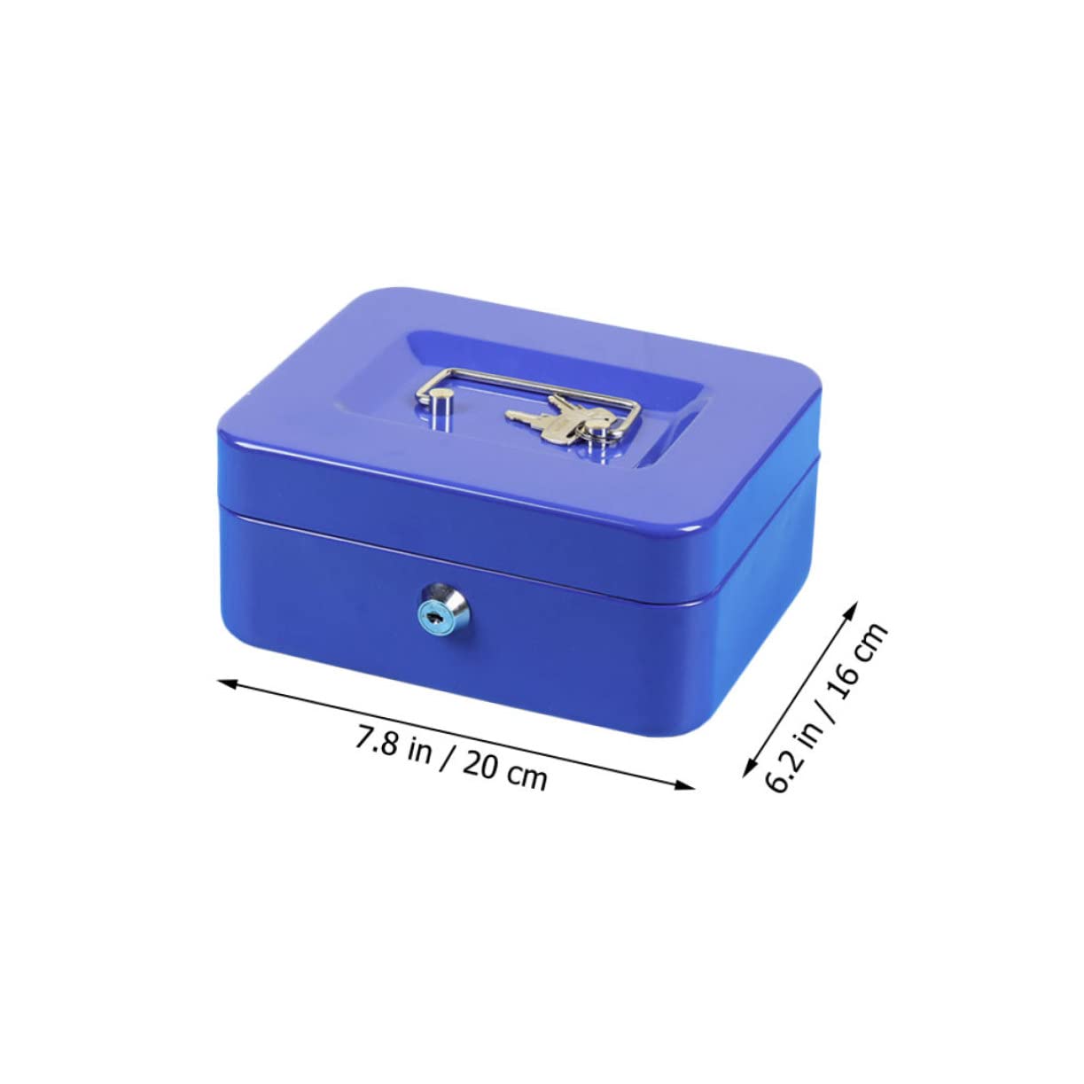 Boîte Métallique Ignifugée Bleue avec Serrure, 1 Pièce, Poignée