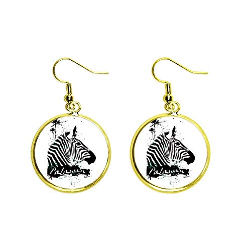 Pendientes de cebra ligeros Palawan dorados para orejas sensibles