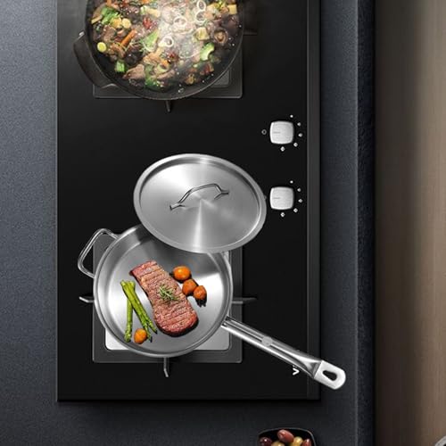 9.5 Inch Stainless Steel Saute Pan with Lid 4L Capacity Non stick Coating 3 Ply Stainless Clad Cooking Pan for Kitchen Durable Stainless Steel Cookware with Handle - Image 2