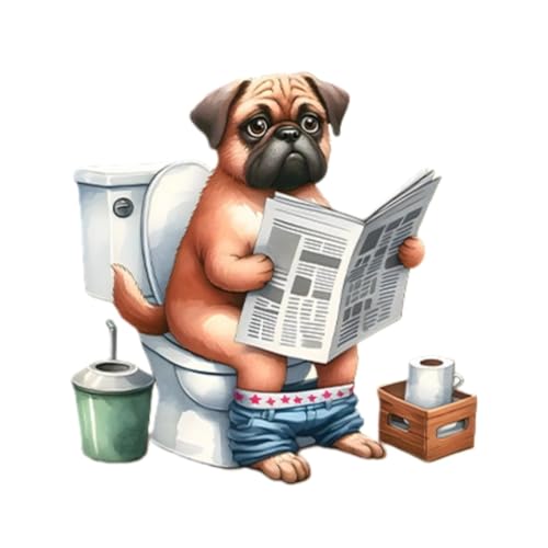 Vinilo decorativo adhesivo perro pug acuarela para baño