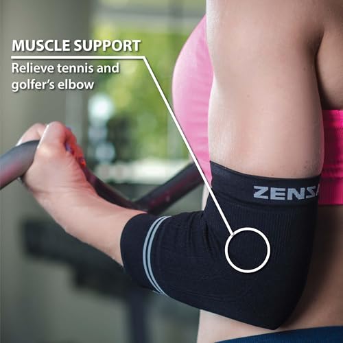 Zensah Compression Tennis Elbow Sleeve for Elbow Tendonitis, Tennis Elbow, Golfer's Elbow - Elbow Support, Elbow Brace (Small, Black) - Thumbnail 4