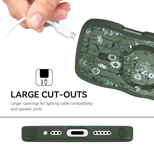 GUAGUA for iPhone 16 Pro Max Case, Magnetic Cases Cute Flower Pattern Wavy Edge Full Camera Protection Anti-Slip Bumper Women Girls Boys Slim Protective Phone Case for iPhone 16 Pro Max 6.9'', Green by GUAGUA - Used condition - Image 8