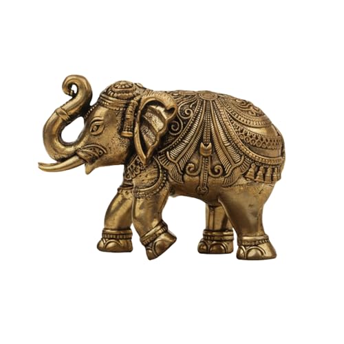 Image of eCraftIndia Brass Elephant Statue Decorative Showpiece Gift for Diwali Housewarming Birthday (1.75 inch)
