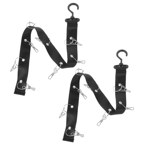 Cabilock 2 Piezas percha de hockey bastidores cinta de hockey perchero portátil Gancho lama multipurpose hanger lanyard correas para colgar organizador de secado de hockey tela oxford Black
