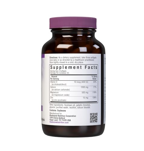 Bluebonnet Calcium Magnesium Zinc Vitamin D3 Softgels