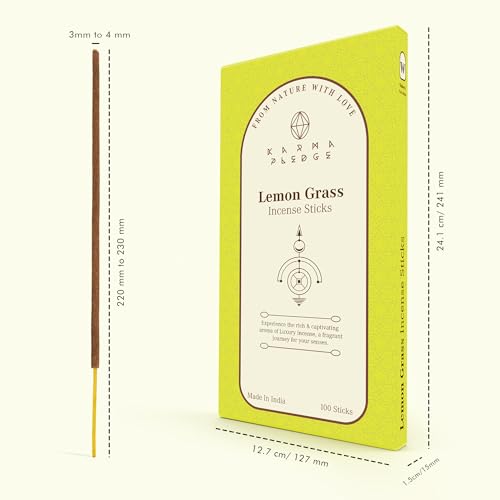 Lemon-Grass-Incense-Sticks-Organic-Hand-Dipped-100-Sticks-with-Natural-Herbs-Aromatic-Ingredients-Burn-Time-45-to-60-Minutes-Incense-for-Positivity-Yoga-Meditation-Relaxation-Spiritual-Gift