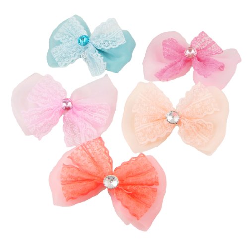 Ruilogod 5 pinzas para el pelo de organza de colores con diamantes de imitación (id: 811 3a5 c73 878 760, pequeño)