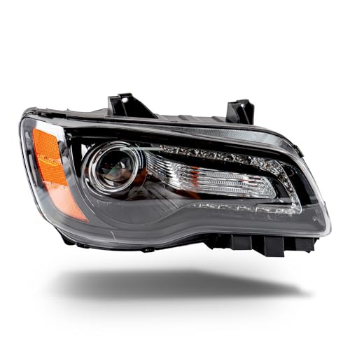 CONLLCON Headlights Assembly Compatible with 2012-2014 Chrysler 300 Headlamp Black Bezel Passenger Side Replacement CH2503235 68085416AF