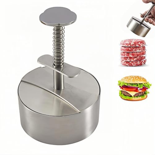 MxSplorion Pressa per hamburger in acciaio inox, 10 cm regolabile, Hamburger Patty Maker, stampo antiaderente in acciaio inox 304, per carne di manzo, verdure, barbecue, hamburger, gustosi hamburger