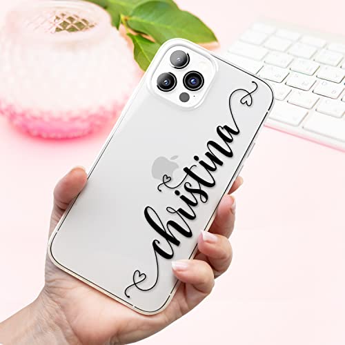 Casecharming Custom Case For Iphone 14 Pro Max 13 Mini 12 11 Xs Xr X 10S 10R 10 8 Plus 7 Se Personalize Handwriting Name Monogram Clear Phone Cover Slim Soft #TOP1