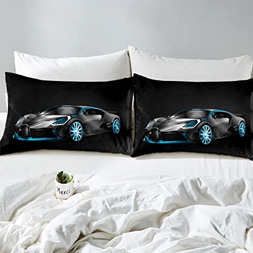 Loussiesd Racing Car Bedding Set for Boys Kids Teens Men Extreme Speed Sports Themed Comforter Cover Competition Bedroom Decor Double Size 3 Pcs (1 Duvet Cover +2 Pillow Shams) - Image 4