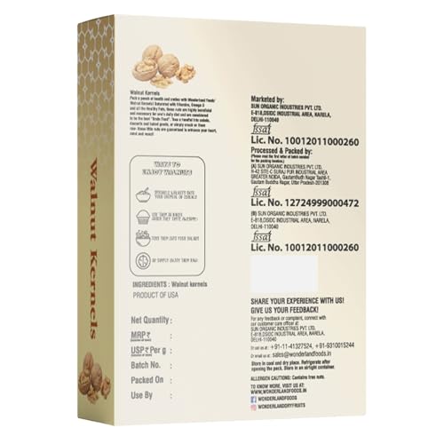 Image of WONDERLAND FOODS (DEVICE) Dry Fruits| Extra Light California Walnut Kernels (Akhrot Giri)| 1Kg (200G X 5) Box