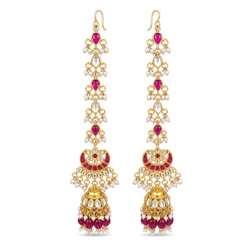 Latest Jhumka Earrings Designs for Women: इन खूबसूरत झुमका डिजाइन्स से Festive Look में आएगा Royal Touch! 14 Traditional Gold Plated Kundan Jhumka Earrings with Ruby Pink Sto...