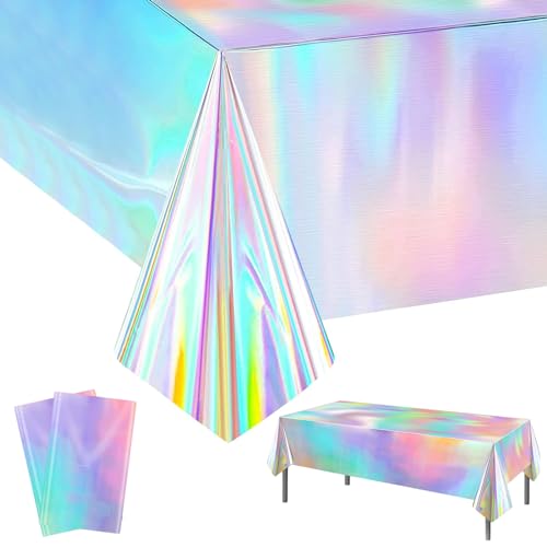 SOETDERT 2 Pièce Nappe Sirène, Nappe Anniversaire, Decoration Anniversaire Sirene, Rectangulaires Table Nappe de Fête Brillantes, Jetable Nappes pour...