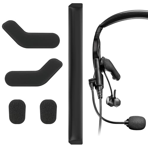 Geekria Replacement Headband Cover + Side Cushions + Mic Cover Set Compatible with Bose Proflight Series 1/2 Aviation Headphones, Repair Part (Black)