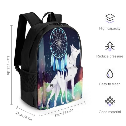 Supdreamc Rucksack Anti-Theft Multipurpose Big Capacity Carry On Bag - Heart Of A Wolf Art Traveling & Camping Backpack With Side Pockets2